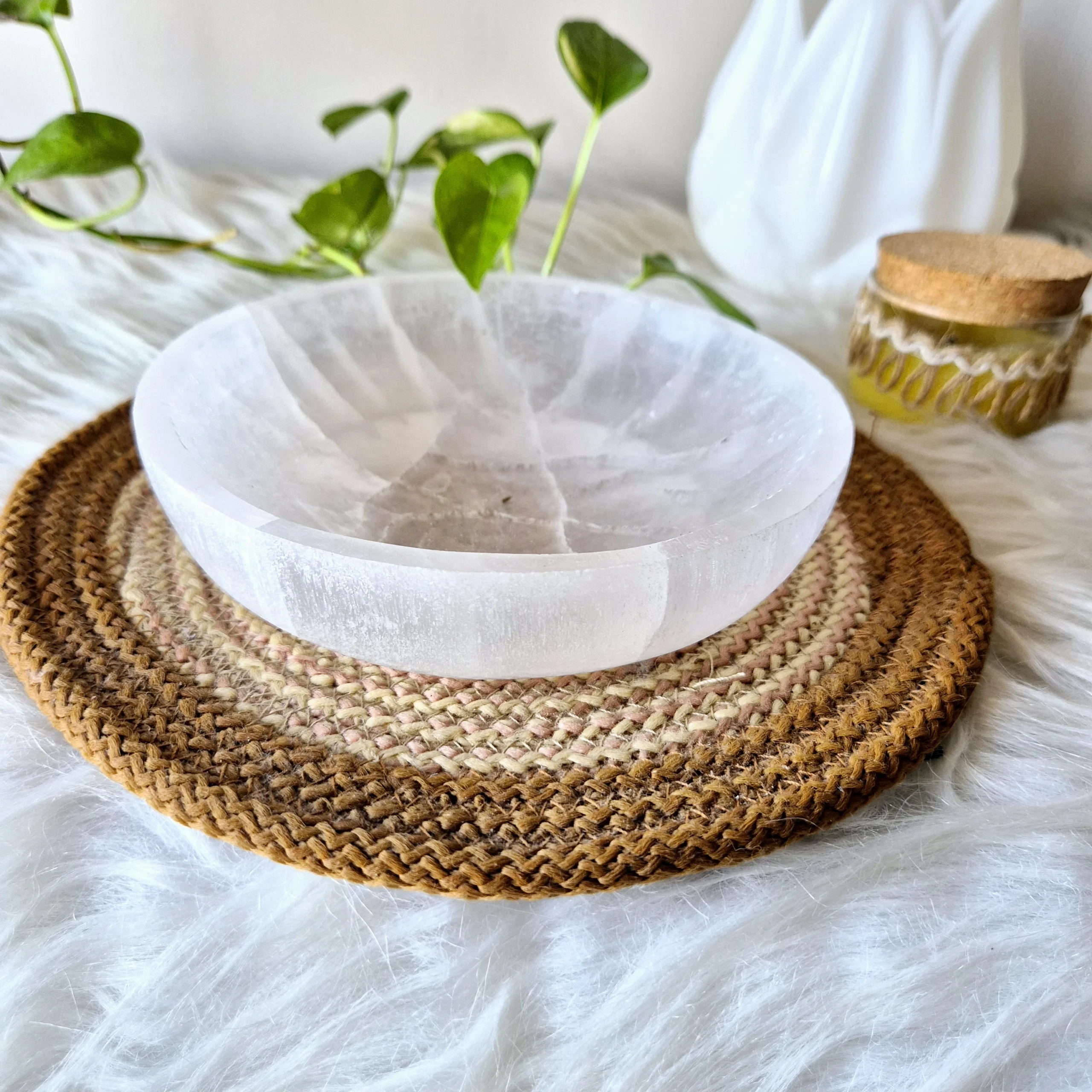 Inner Wisdom Light 40 Energized Selenite Bowl (6 inch base)